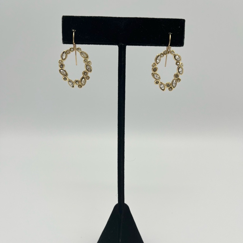 Sparkling Crystal Wreath Gold-Tone Drop Earrings